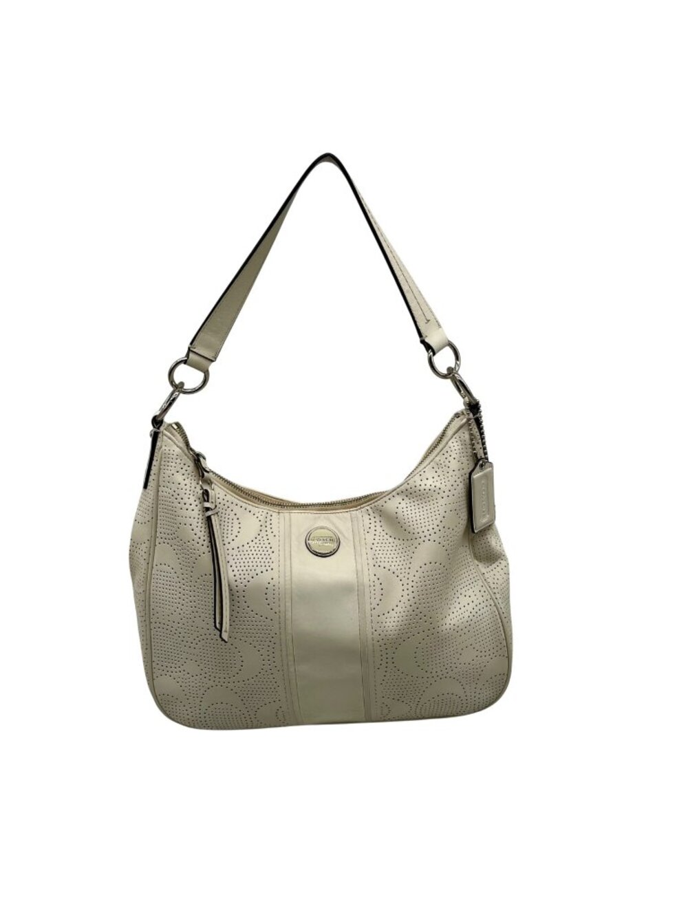 Coach White Perforated Leather Shoulder Bag